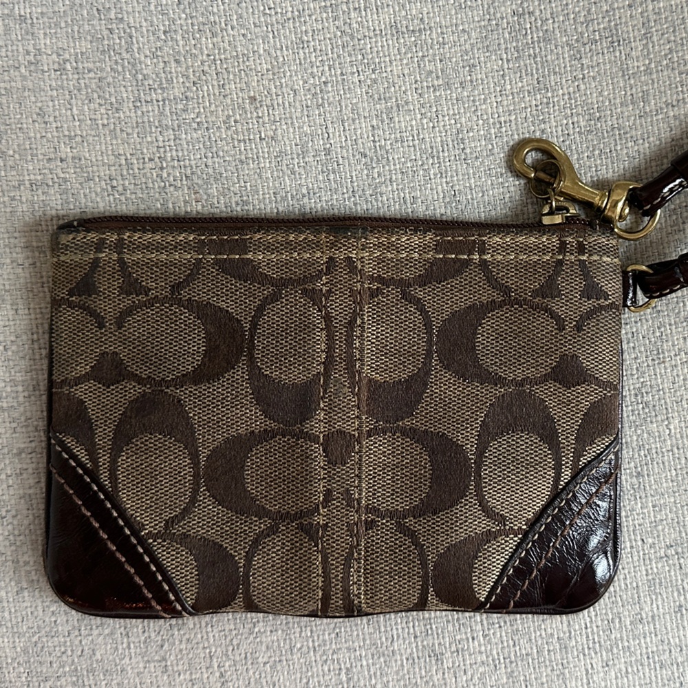 Authentic Vintage Coach Brown Monogram Wristlet